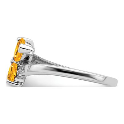 Sterling Silver Citrine & Diamond Heart Ring – view 5