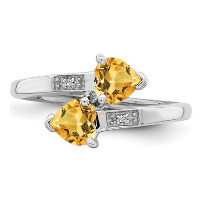 Sterling Silver Citrine & Diamond Heart Ring – view 6