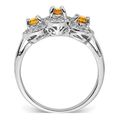 Sterling Silver 1/15 ct tw Citrine & Diamond Ring – view 3