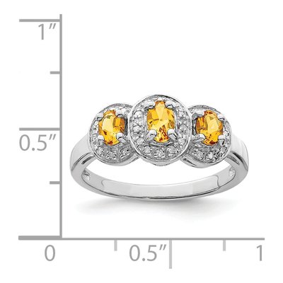 Sterling Silver 1/15 ct tw Citrine & Diamond Ring – view 5