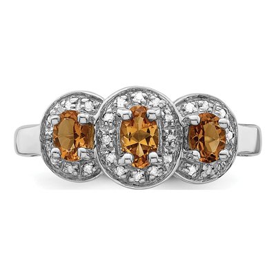 Sterling Silver 1/15 ct tw Citrine & Diamond Ring – view 6