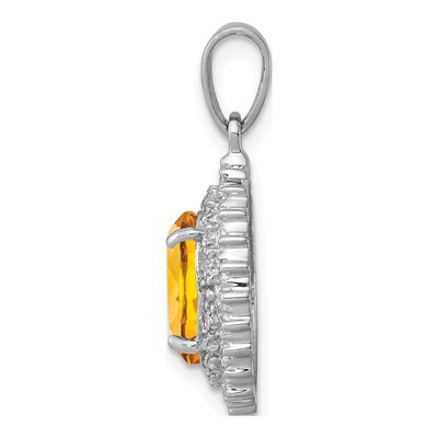 Sterling Silver Citrine & Diamond Pendant – view 3
