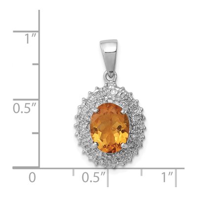 Sterling Silver Citrine & Diamond Pendant – view 4