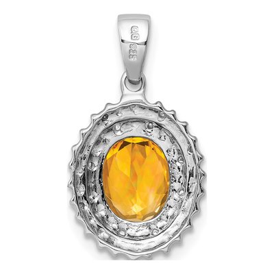 Sterling Silver Citrine & Diamond Pendant – view 5