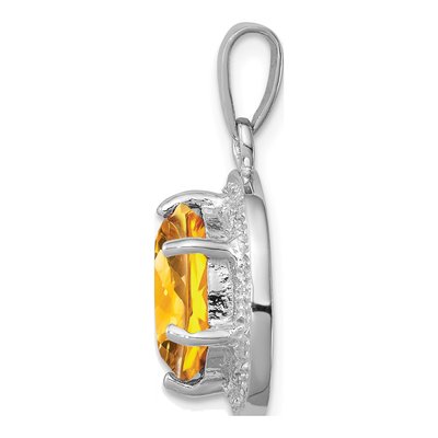 Sterling Silver Citrine & Diamond Pendant – view 3
