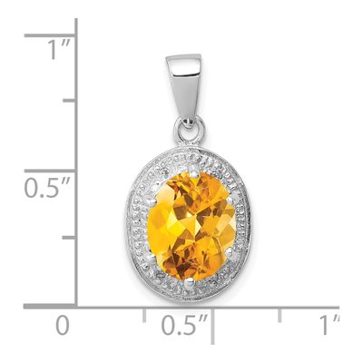 Sterling Silver Citrine & Diamond Pendant – view 4