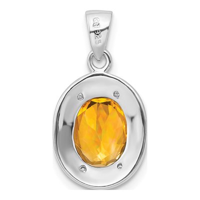 Sterling Silver Citrine & Diamond Pendant – view 5