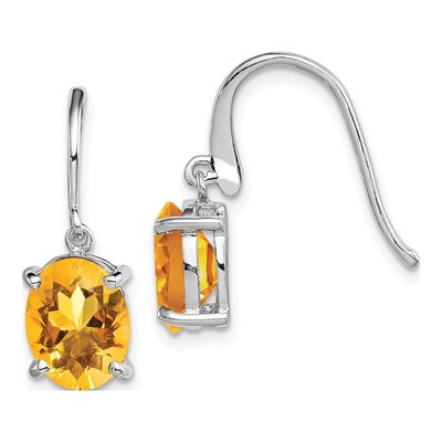 Sterling Silver Citrine Wire Dangle Earrings