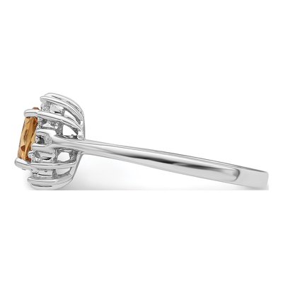 Sterling Silver Citrine & Diamond Ring – view 4