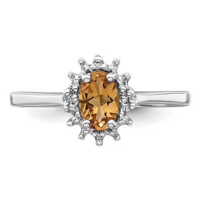 Sterling Silver Citrine & Diamond Ring – view 6