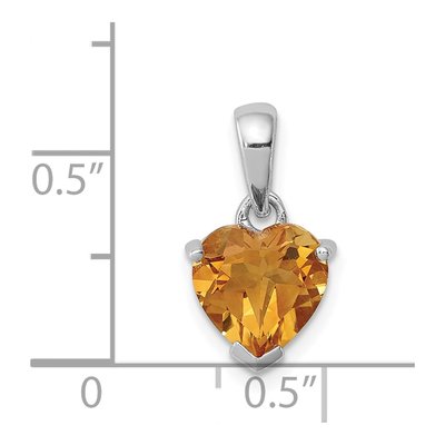 Sterling Silver Citrine & Diamond Heart Pendant – view 4