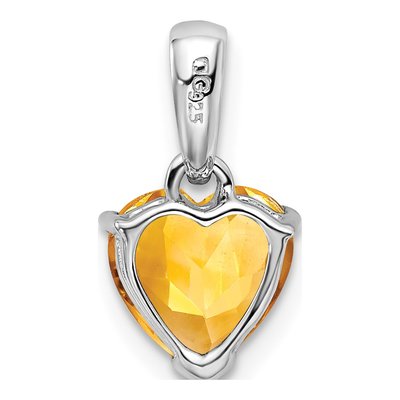 Sterling Silver Citrine & Diamond Heart Pendant – view 5