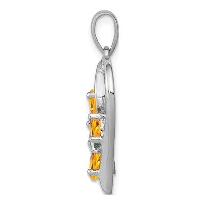 Sterling Silver Citrine & Diamond Butterfly Heart Pendant – view 3