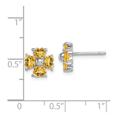 Sterling Silver Heart Citrine Flower Stud Earrings – view 5