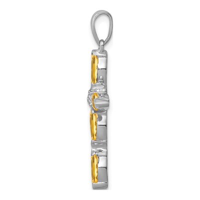 Sterling Silver Citrine & Diamond Cross Pendant – view 3