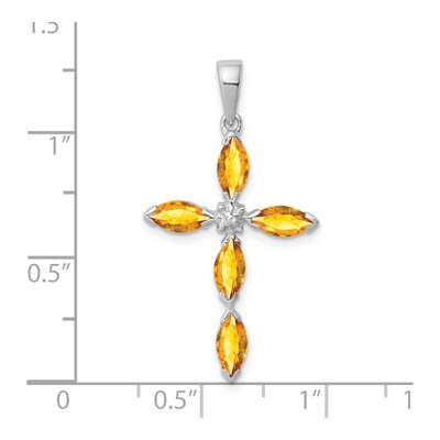 Sterling Silver Citrine & Diamond Cross Pendant – view 4