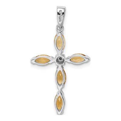 Sterling Silver Citrine & Diamond Cross Pendant – view 5
