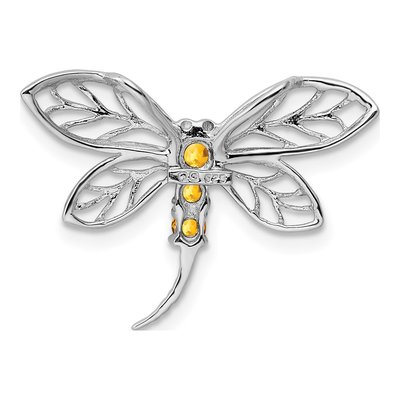 Sterling Silver Citrine Dragonfly Slide Pendant – view 5
