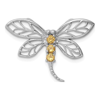 Sterling Silver Citrine Dragonfly Slide Pendant