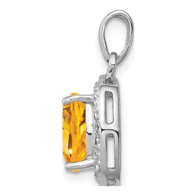 Sterling Silver Citrine & Diamond Pendant – view 3