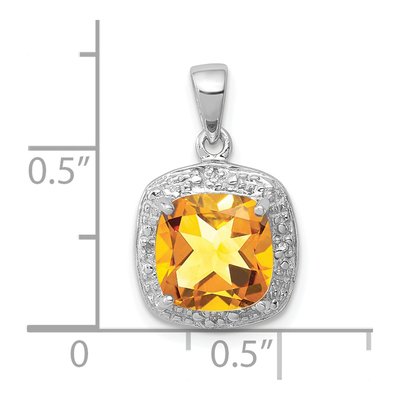 Sterling Silver Citrine & Diamond Pendant – view 4