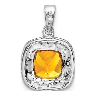 Sterling Silver Citrine & Diamond Pendant – view 5