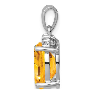 Sterling Silver Citrine & Diamond Pendant – view 3