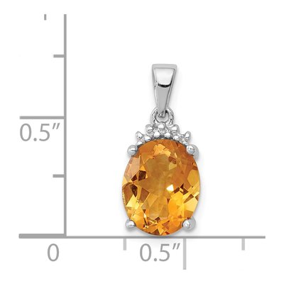Sterling Silver Citrine & Diamond Pendant – view 4
