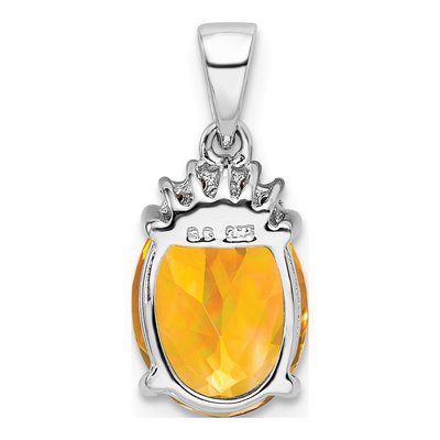 Sterling Silver Citrine & Diamond Pendant – view 5