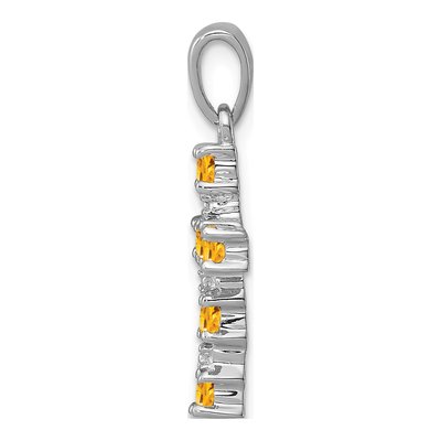 Sterling Silver Citrine & Diamond Cross Pendant – view 3