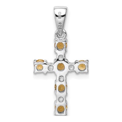Sterling Silver Citrine & Diamond Cross Pendant – view 5