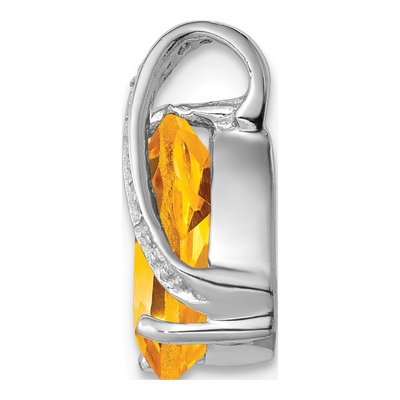 Sterling Silver Citrine & Diamond Pear Pendant – view 3