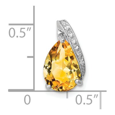 Sterling Silver Citrine & Diamond Pear Pendant – view 4