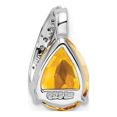 Sterling Silver Citrine & Diamond Pear Pendant – view 5