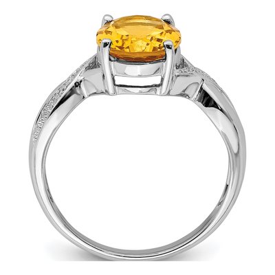 Sterling Silver Citrine & Diamond Ring – view 3