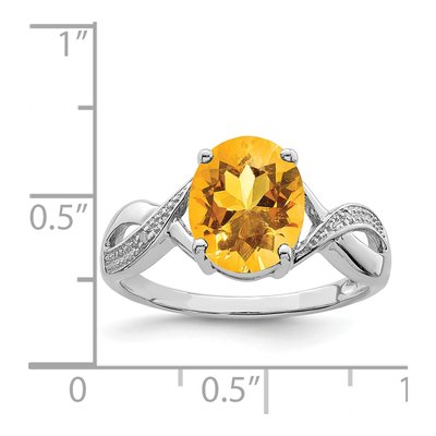 Sterling Silver Citrine & Diamond Ring – view 4