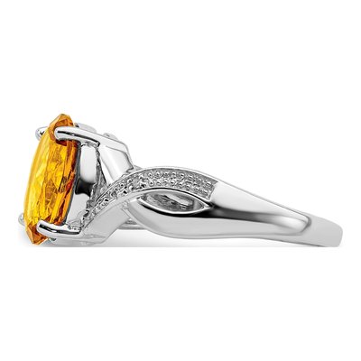 Sterling Silver Citrine & Diamond Ring – view 5
