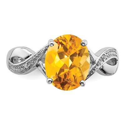 Sterling Silver Citrine & Diamond Ring – view 6