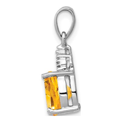 Sterling Silver Citrine & Diamond Pendant – view 3