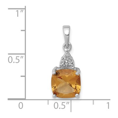 Sterling Silver Citrine & Diamond Pendant – view 4