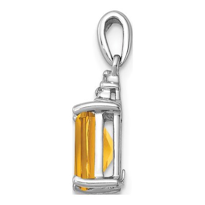 Sterling Silver Citrine & Diamond Pendant – view 3