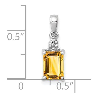 Sterling Silver Citrine & Diamond Pendant – view 4