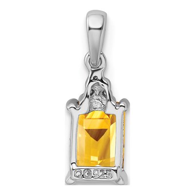 Sterling Silver Citrine & Diamond Pendant – view 5