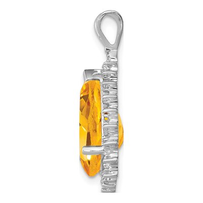 Sterling Silver Citrine & Diamond Pear Pendant – view 3