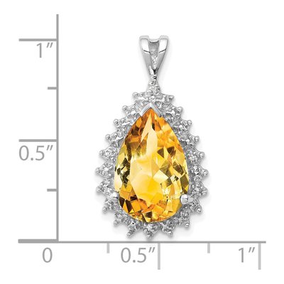 Sterling Silver Citrine & Diamond Pear Pendant – view 4