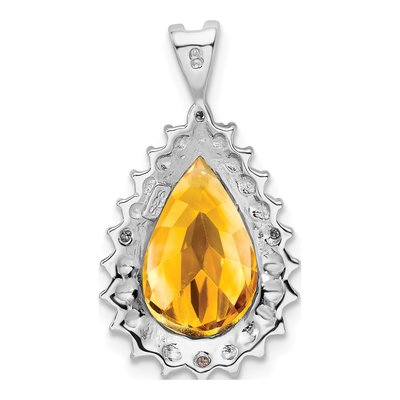 Sterling Silver Citrine & Diamond Pear Pendant – view 5
