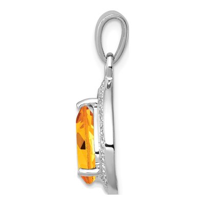 Sterling Silver Citrine & Diamond Pendant – view 3
