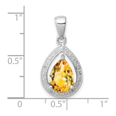 Sterling Silver Citrine & Diamond Pendant – view 4