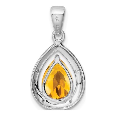 Sterling Silver Citrine & Diamond Pendant – view 5