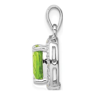 Sterling Silver Peridot & Diamond Pendant – view 3